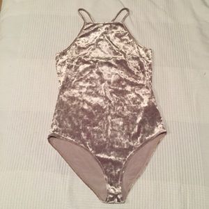 Taupe / Mauve velvet bodysuit